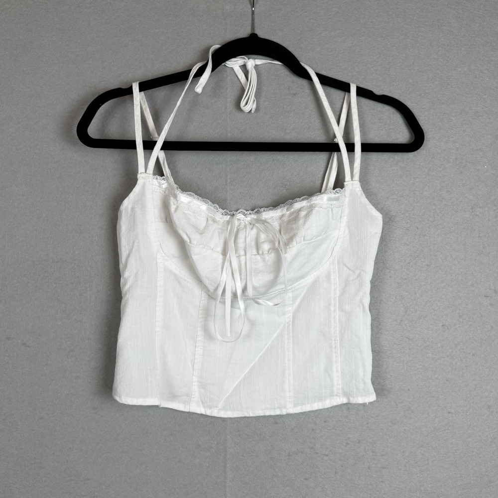 Princess Polly White Milkmaid Corset Bustier Top Lace Trim Halter US‎ 4